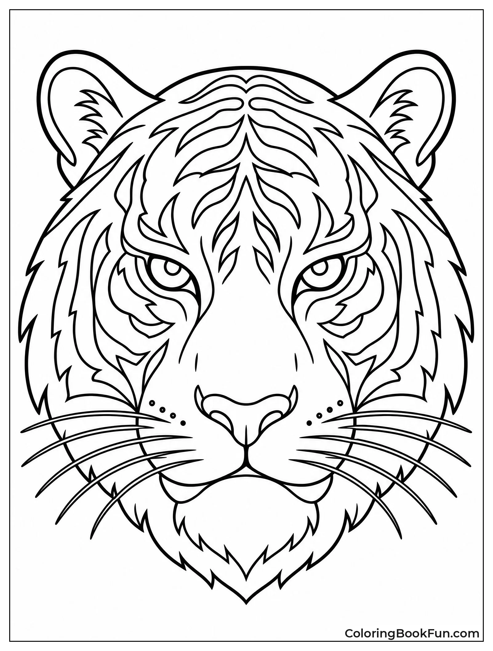Symmetrical Tiger Face with Stripes