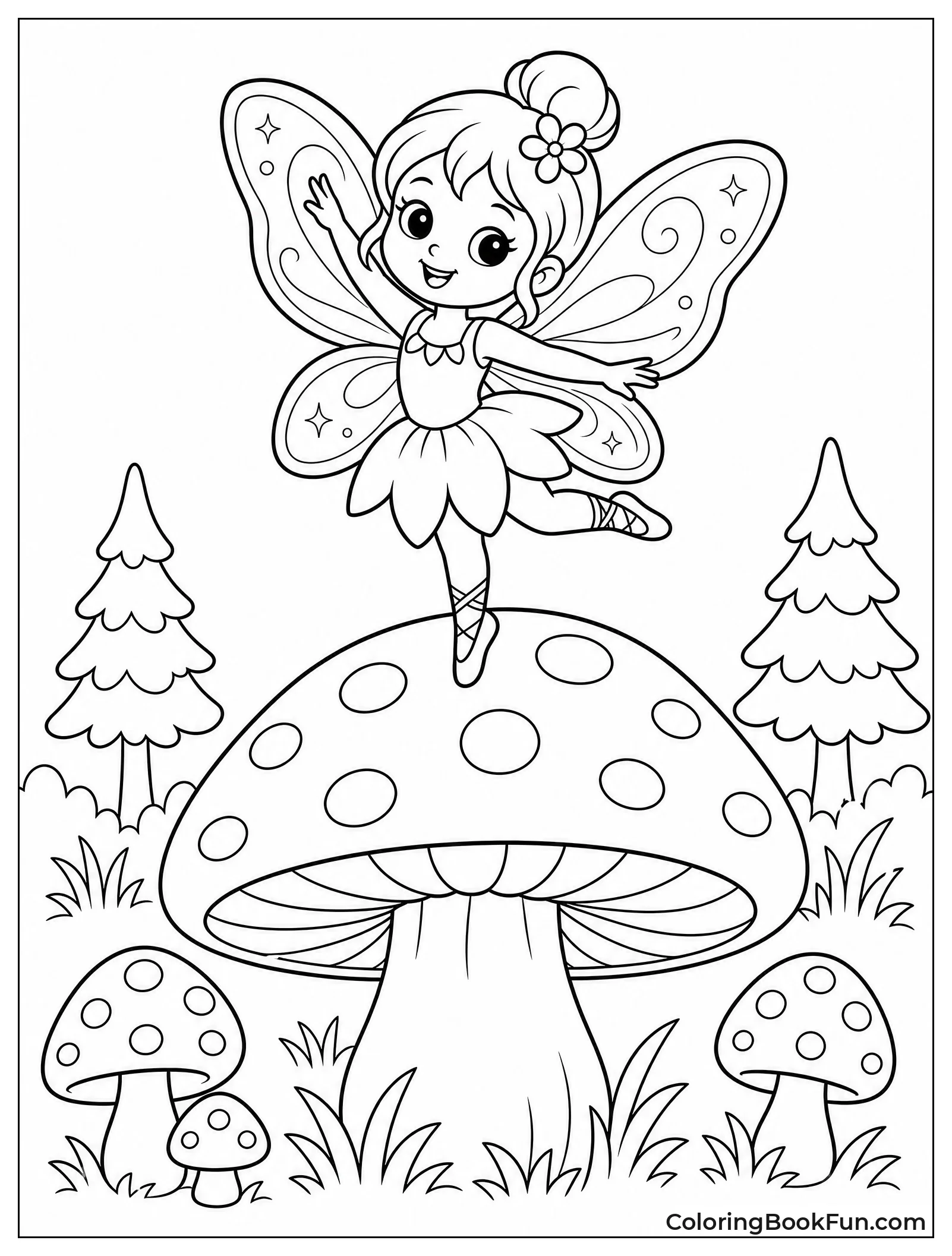 Fairy Dances on Big Mushroom