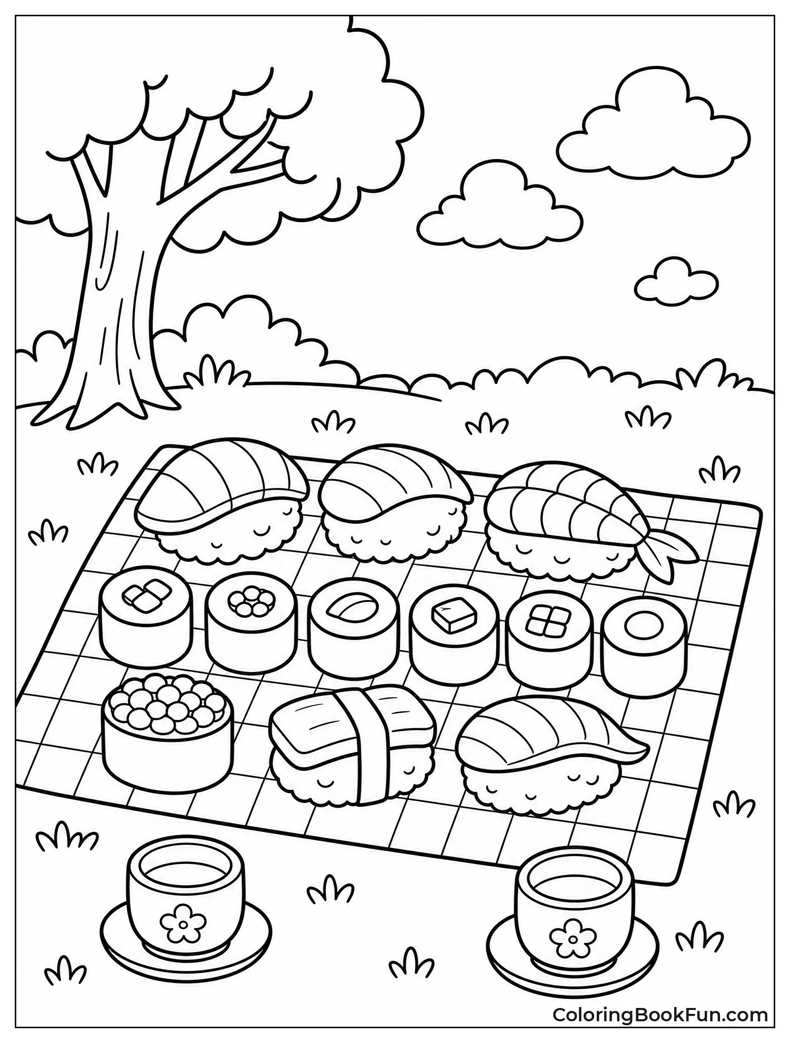 Tiny Sushi Picnic in Park
