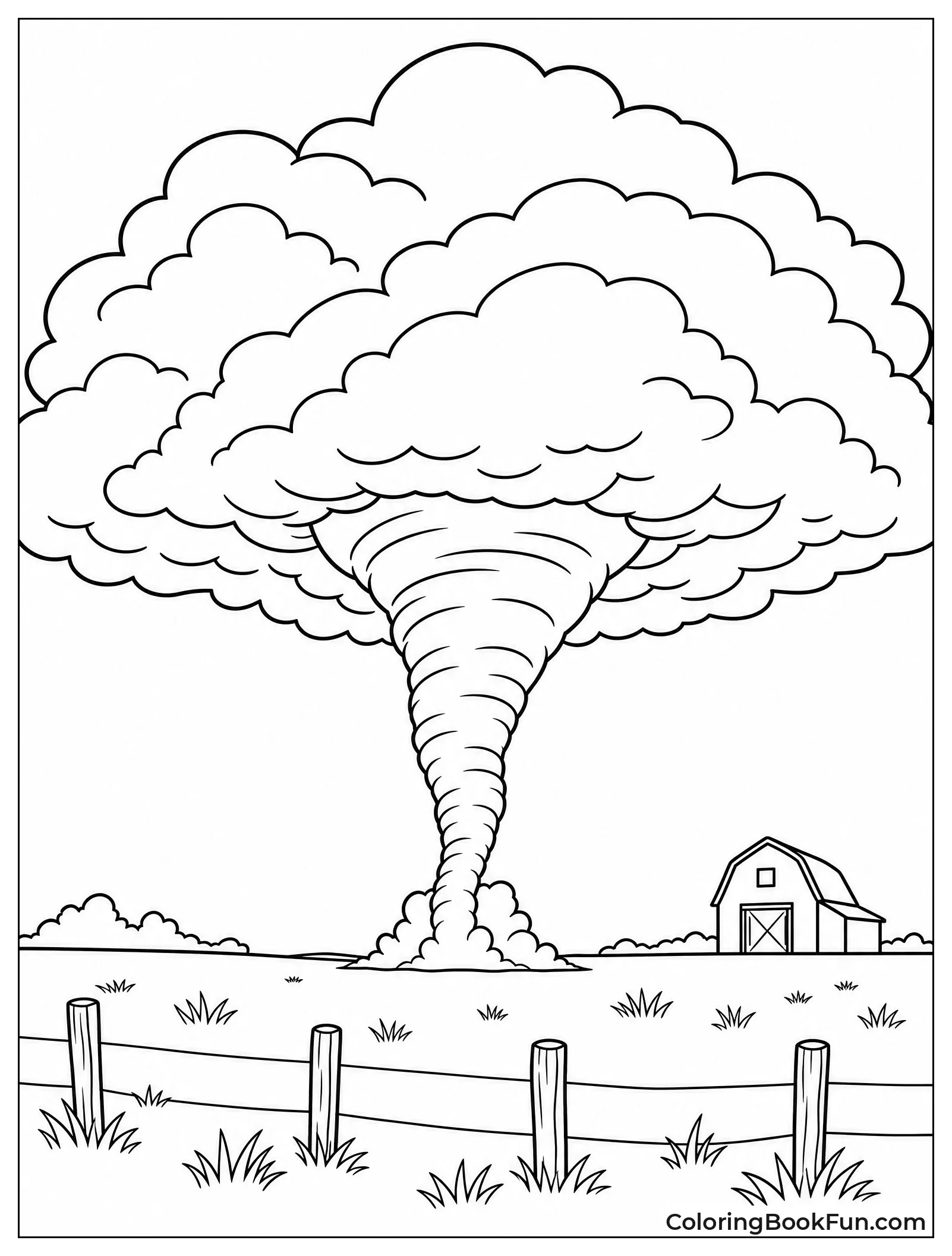 Powerful Funnel Cloud Over Prairie