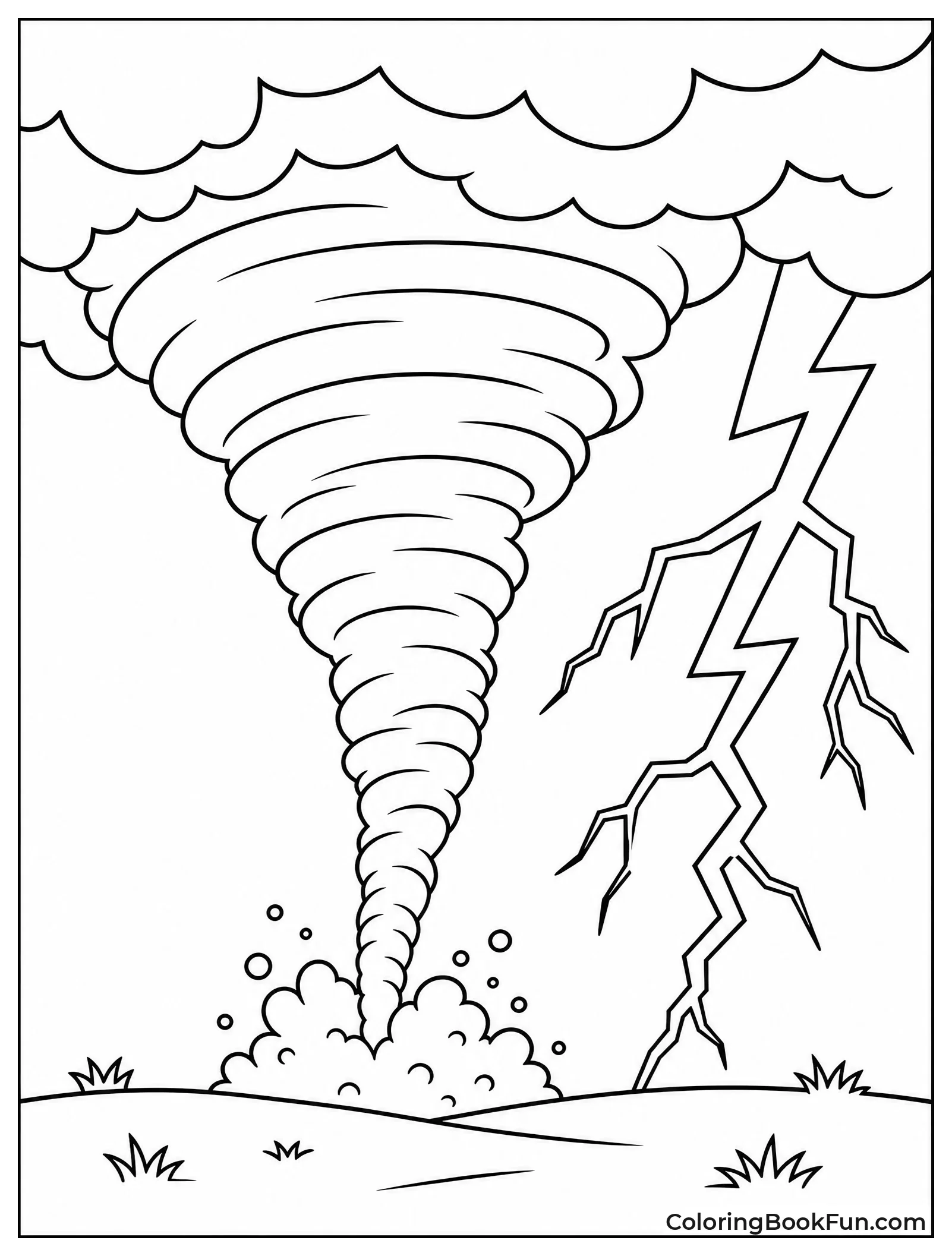 Lightning Lights Up Night Tornado