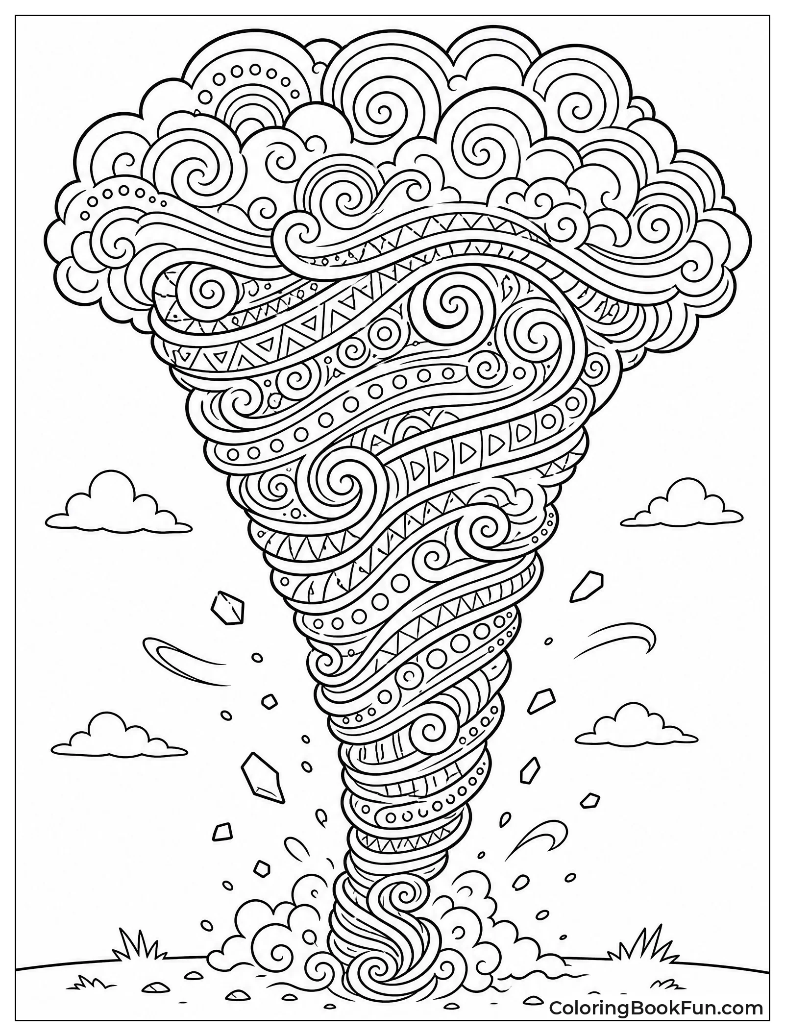 Intricate Zentangle Tornado Wind Patterns