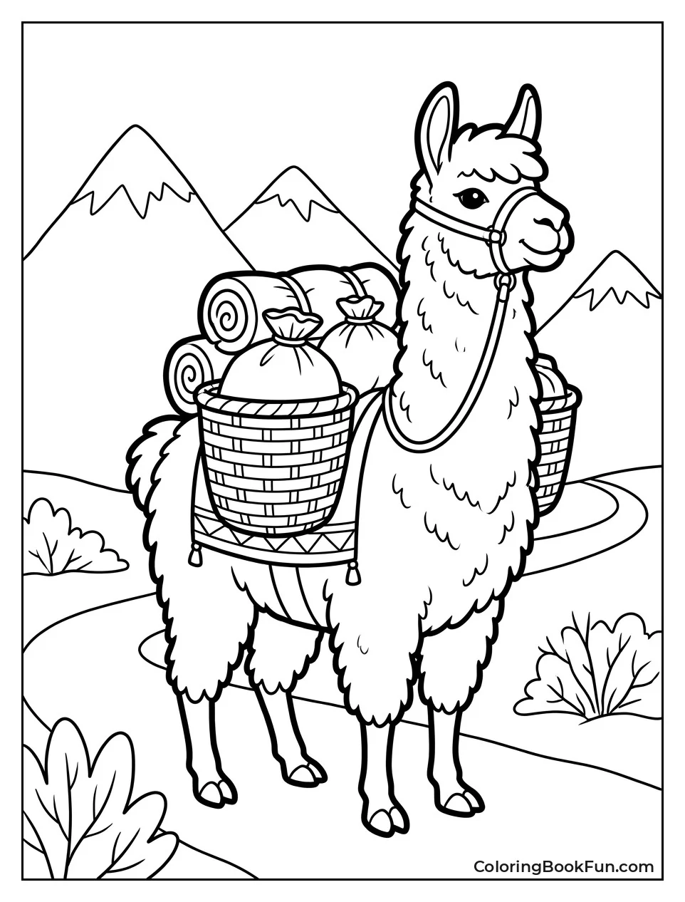 Pack Llama on Mountain Trail