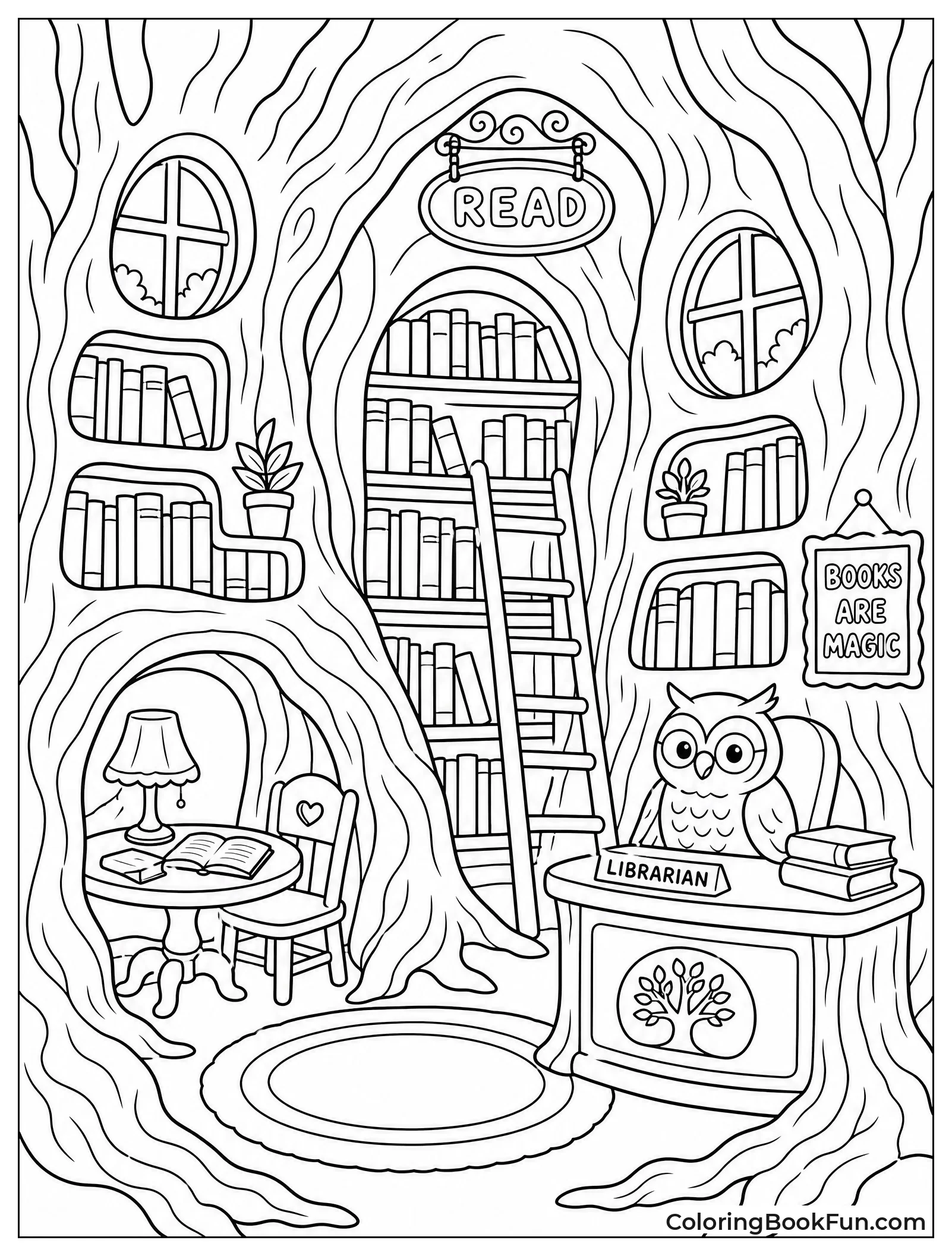 Library Inside a Giant Hollow Tree