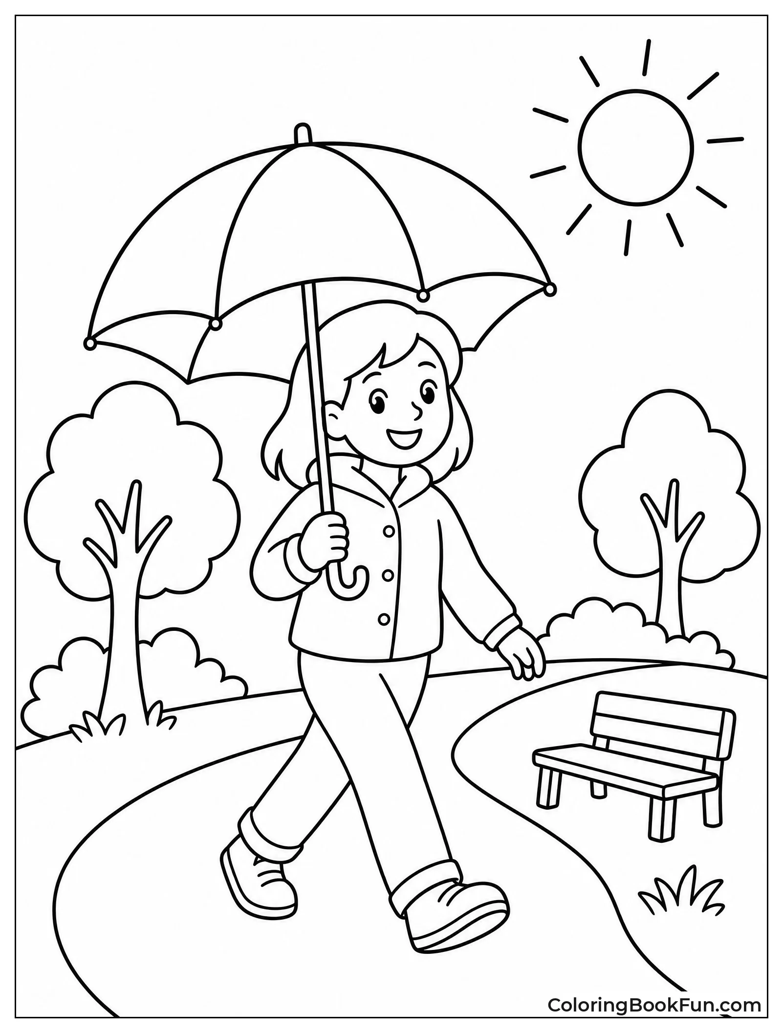 Person Walks with Umbrella in Park