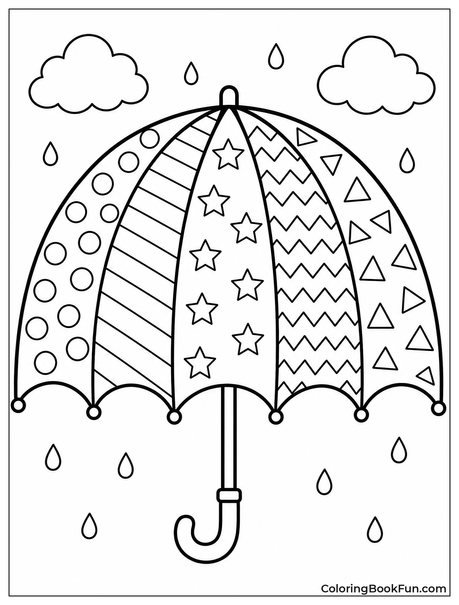 Umbrella Shows Polka Dots and Stripes