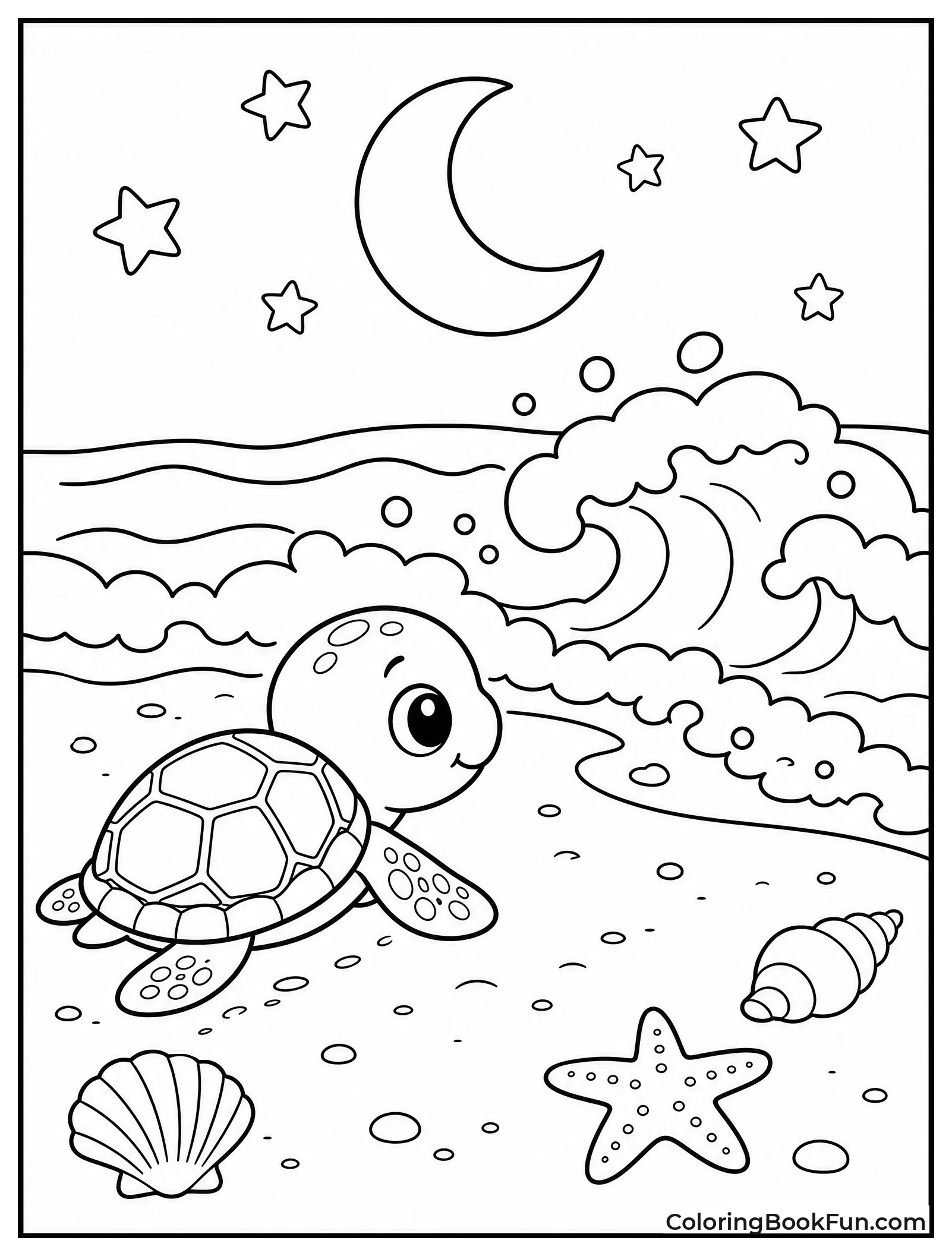 Baby Turtle Crawls to Sea
