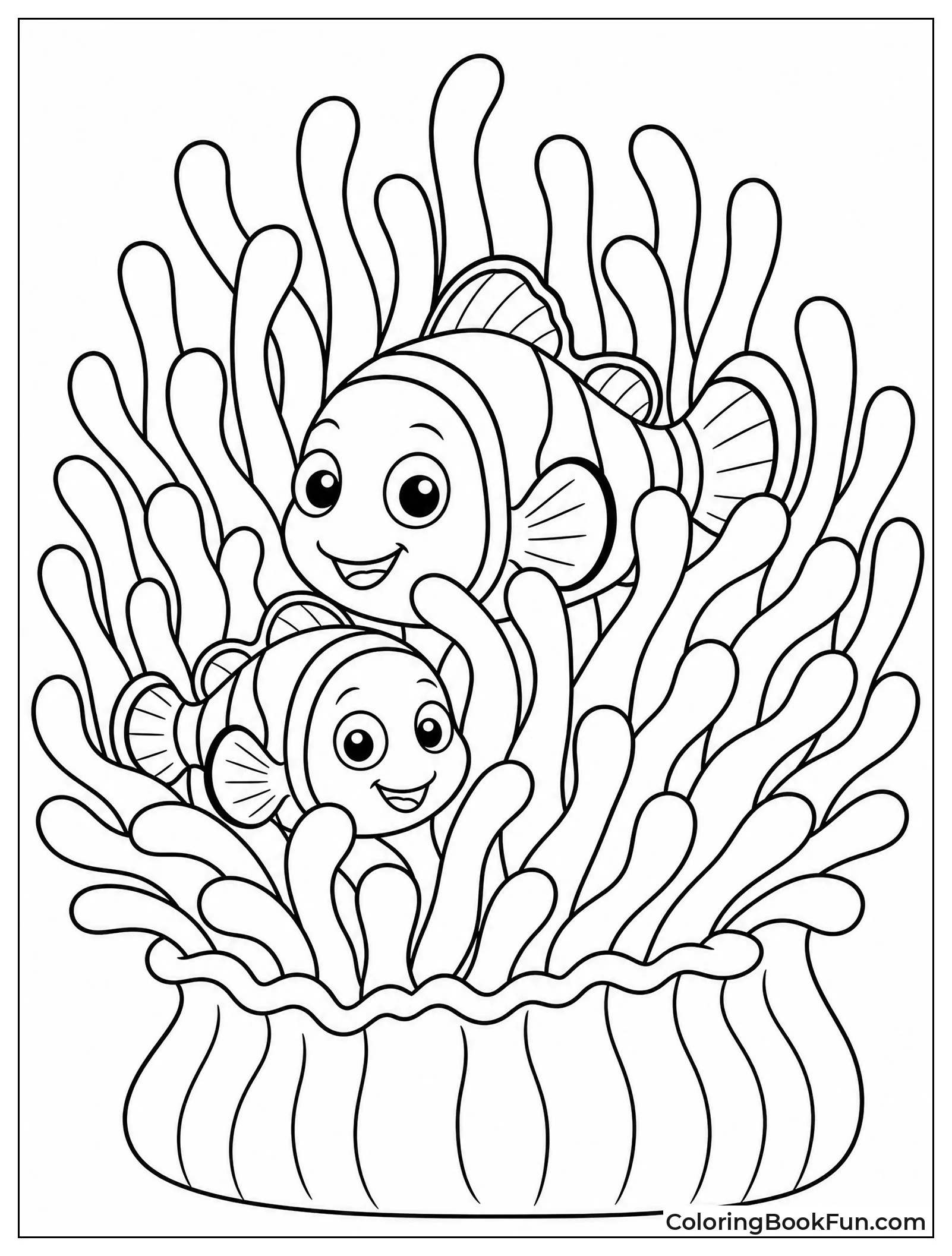 Clownfish Peek from Anemone
