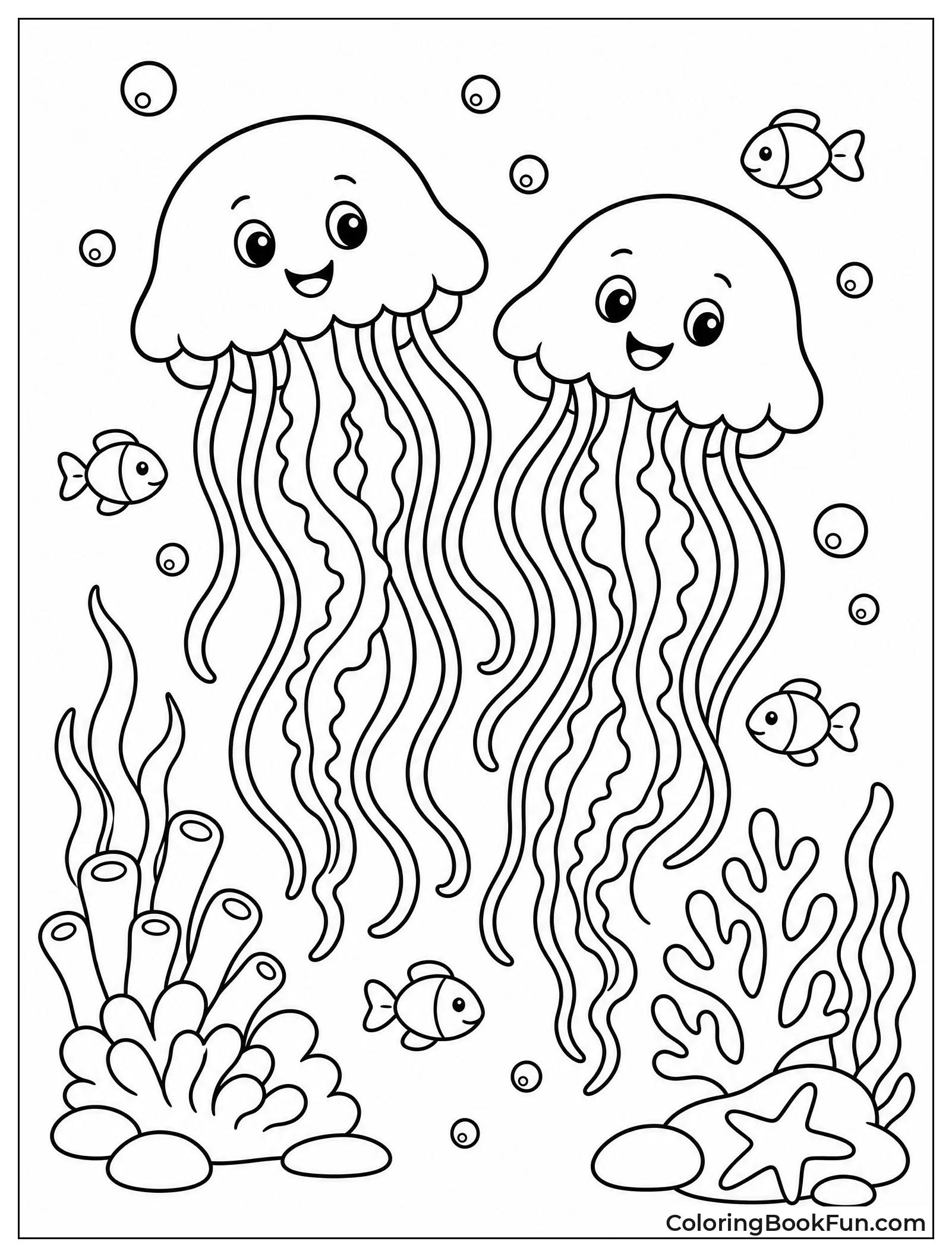 Smiling Jellyfish Float Side by Side