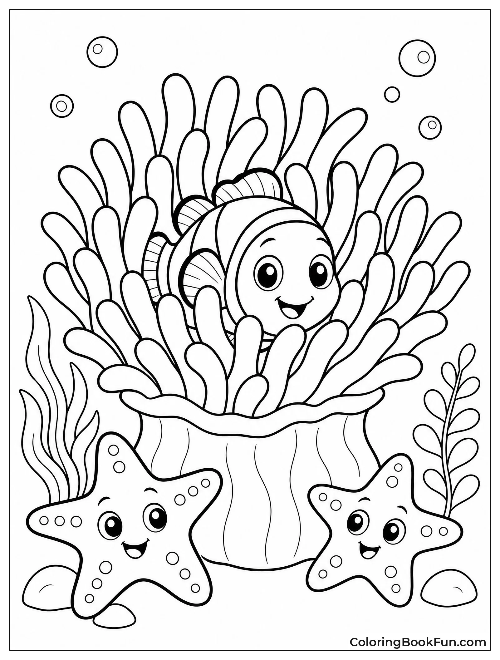 Clownfish Hides in Anemone