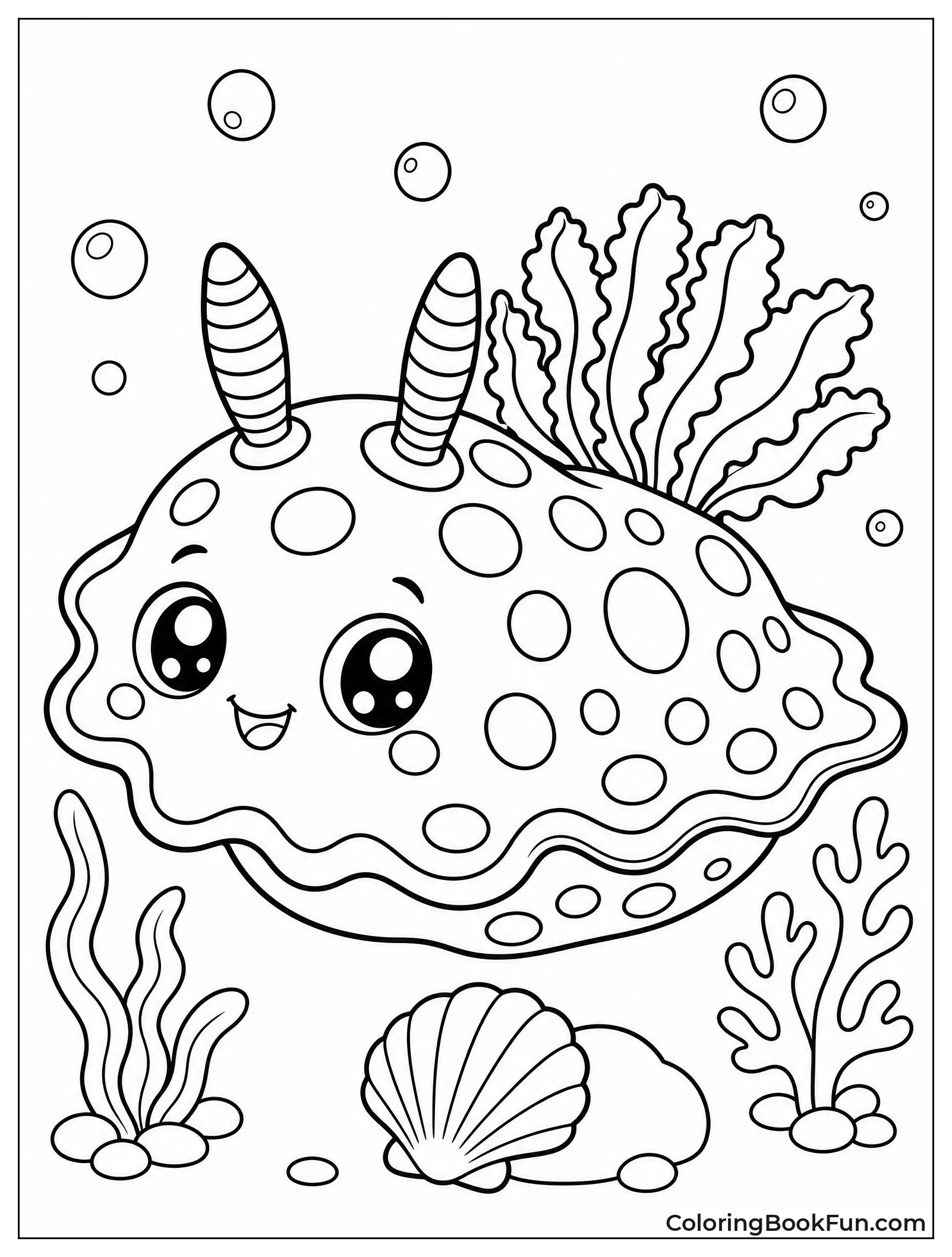 Cute Sea Slug Smiles Wide
