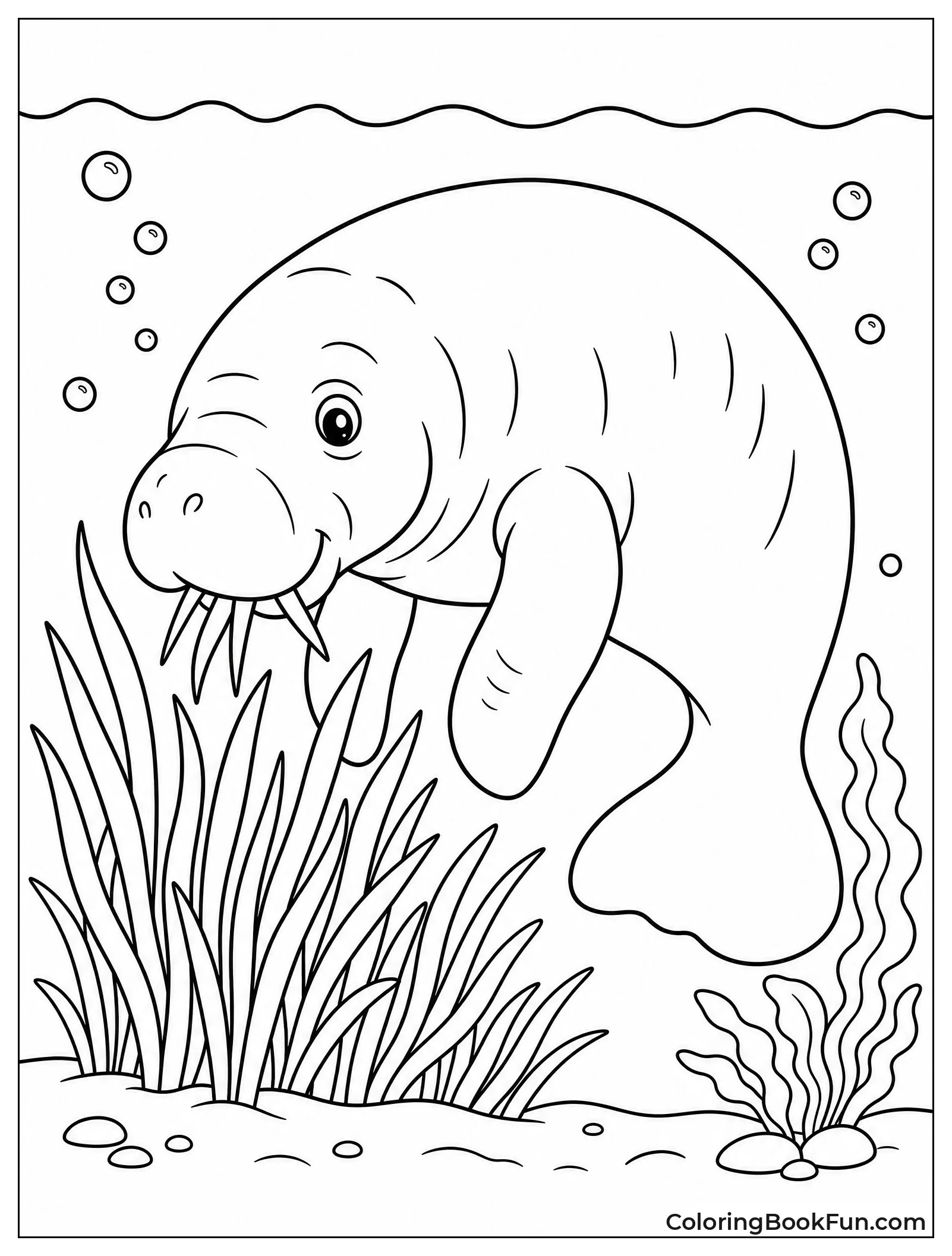 Manatee Eats Fresh Seagrass