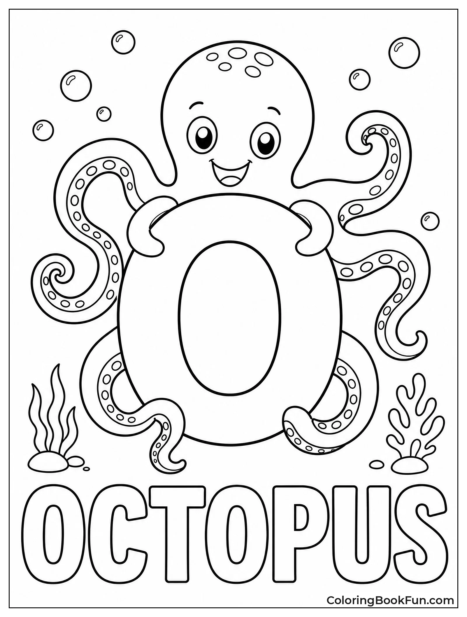 Octopus Wraps Around Letter O