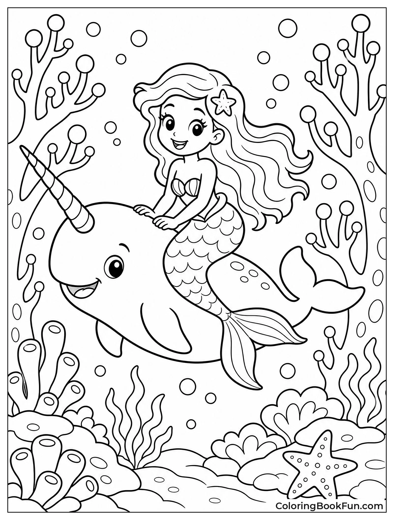 Mermaid Rides a Narwhal