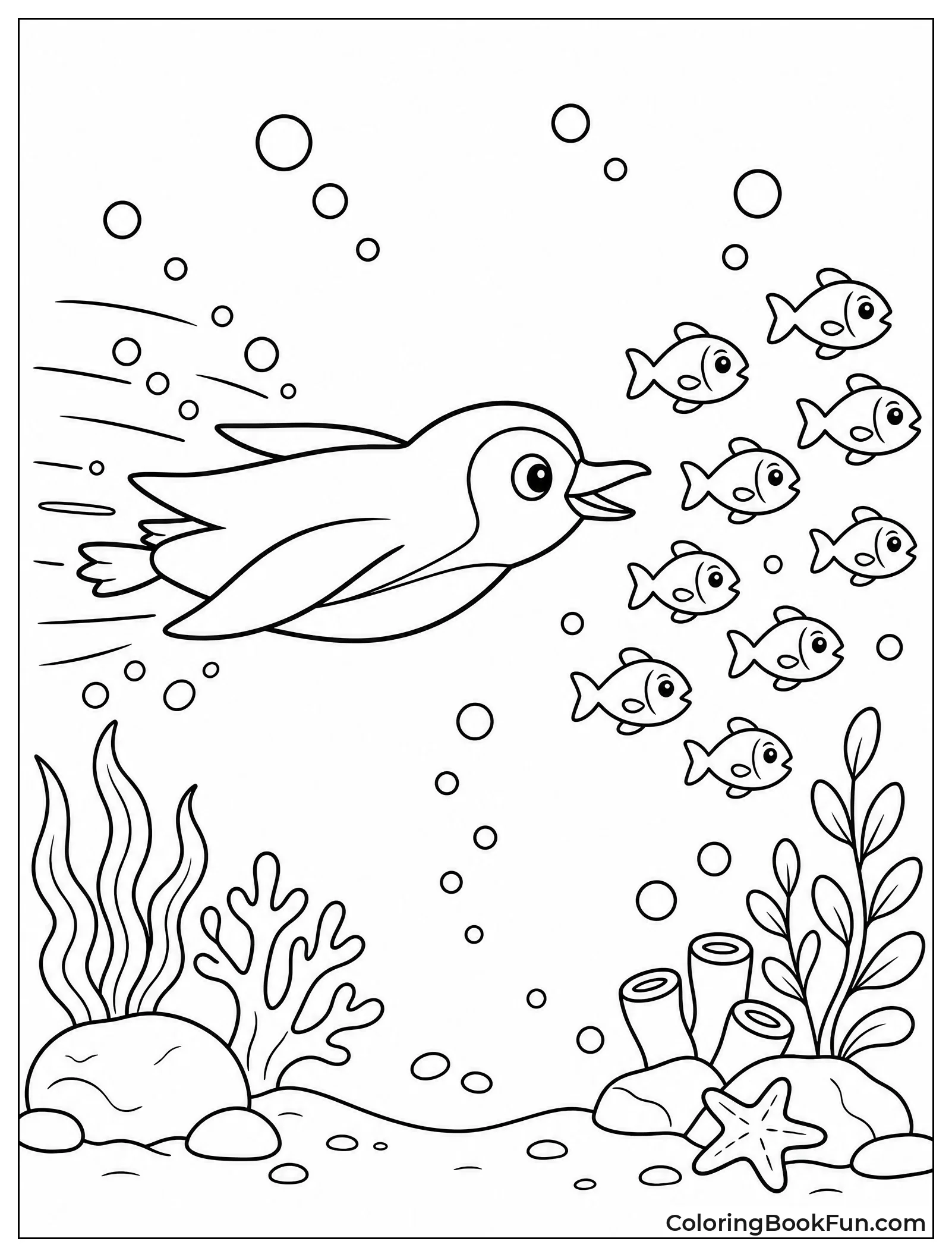 Penguin Chases Silver Fish