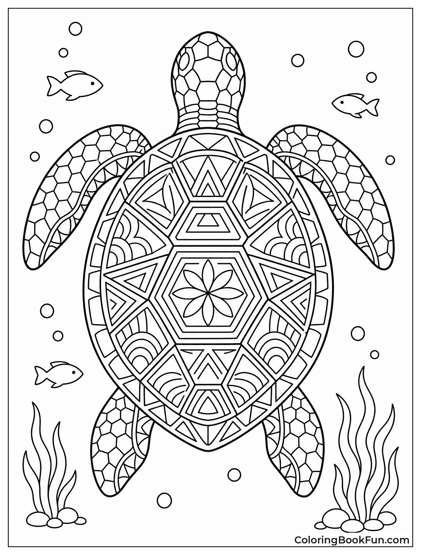 Sea Turtle with Mandala Shell