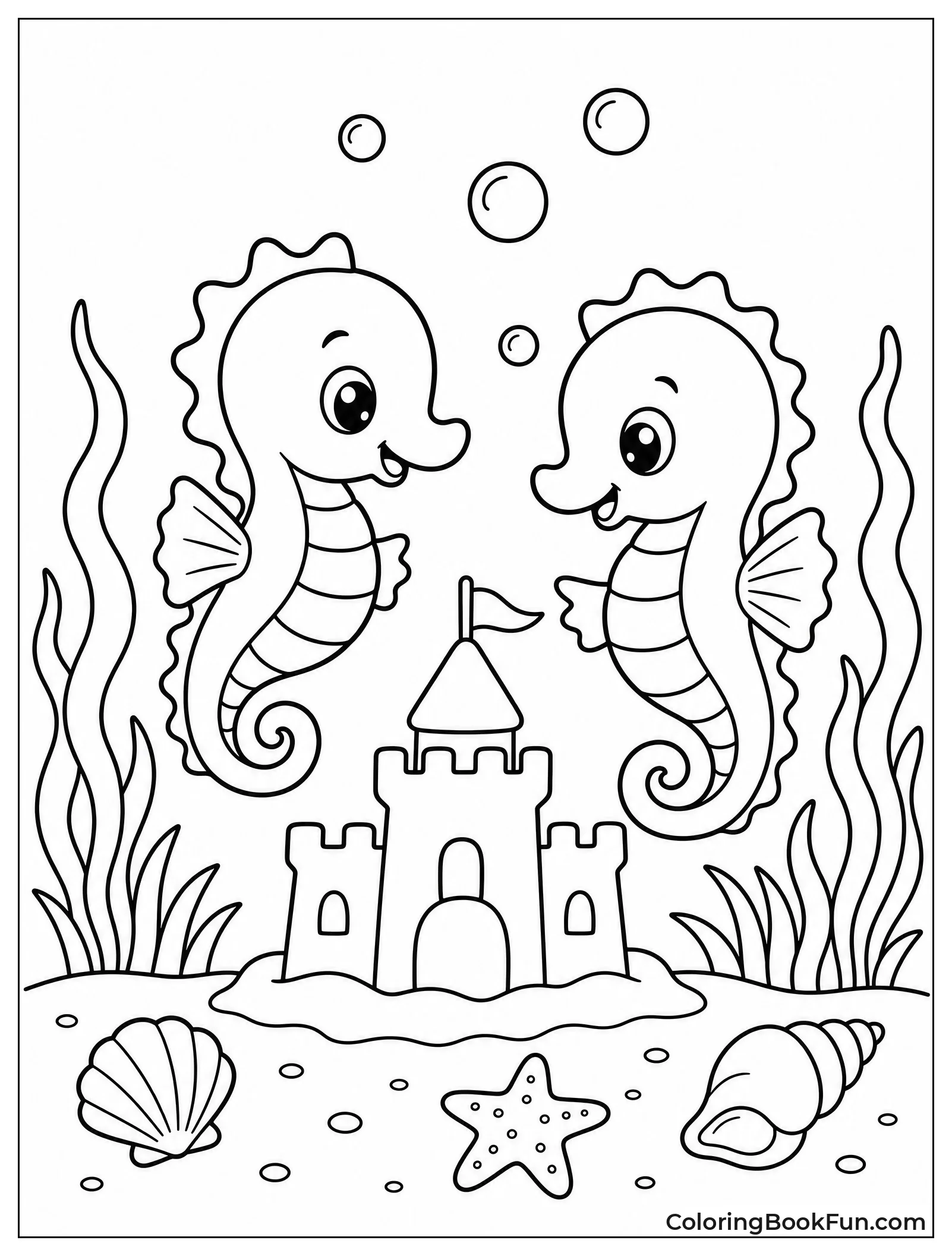 Baby Seahorses Play by Sandcastle