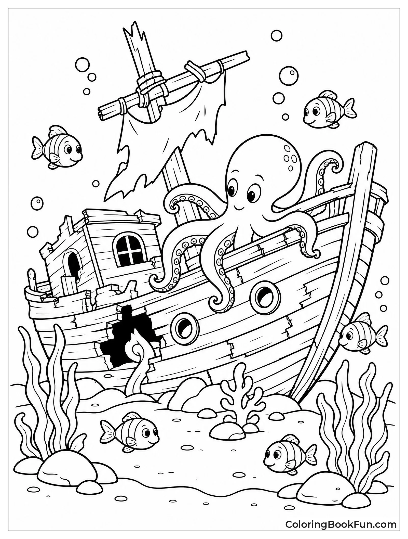 Octopus Explores Old Shipwreck