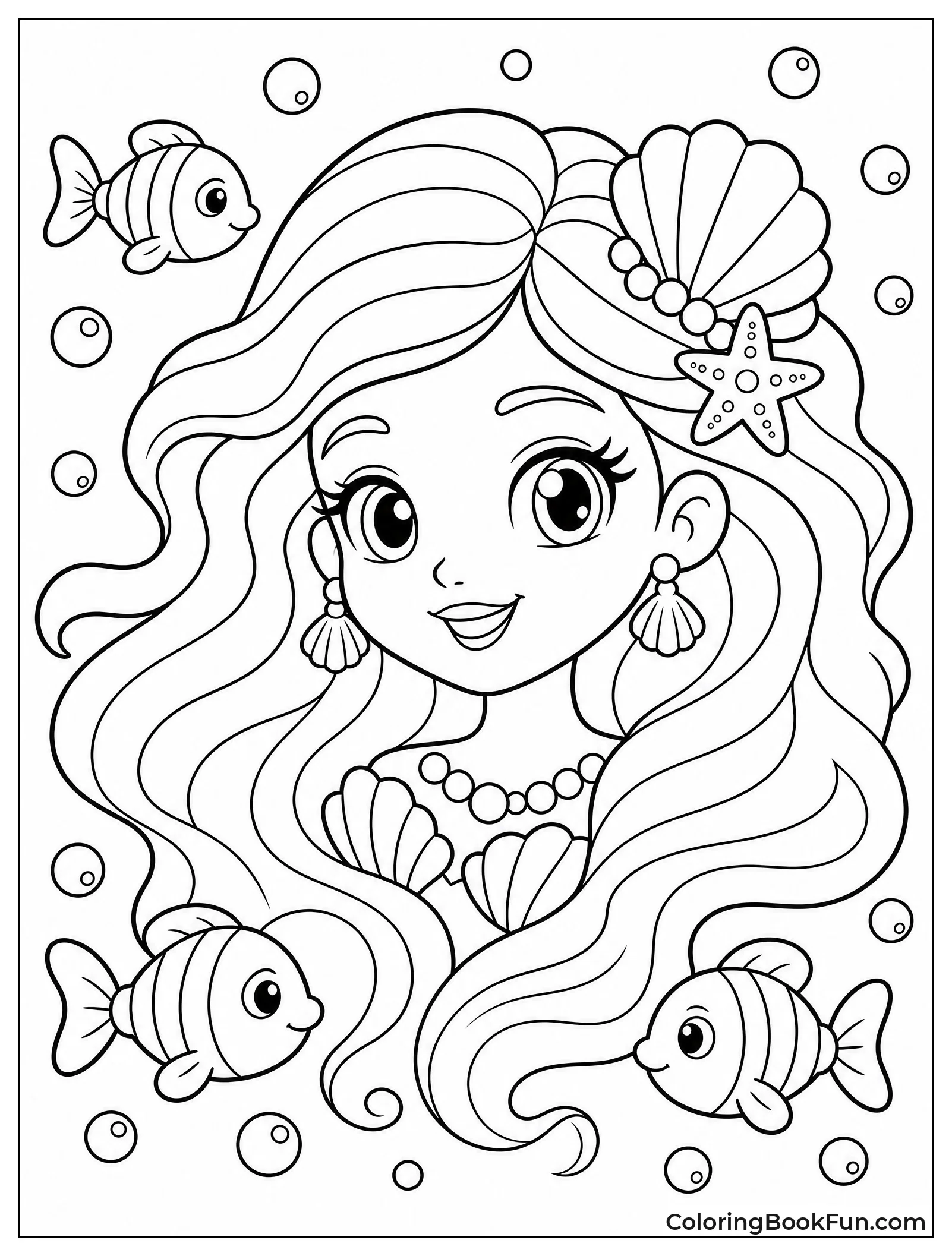 Mermaid Face Underwater with Bubbles