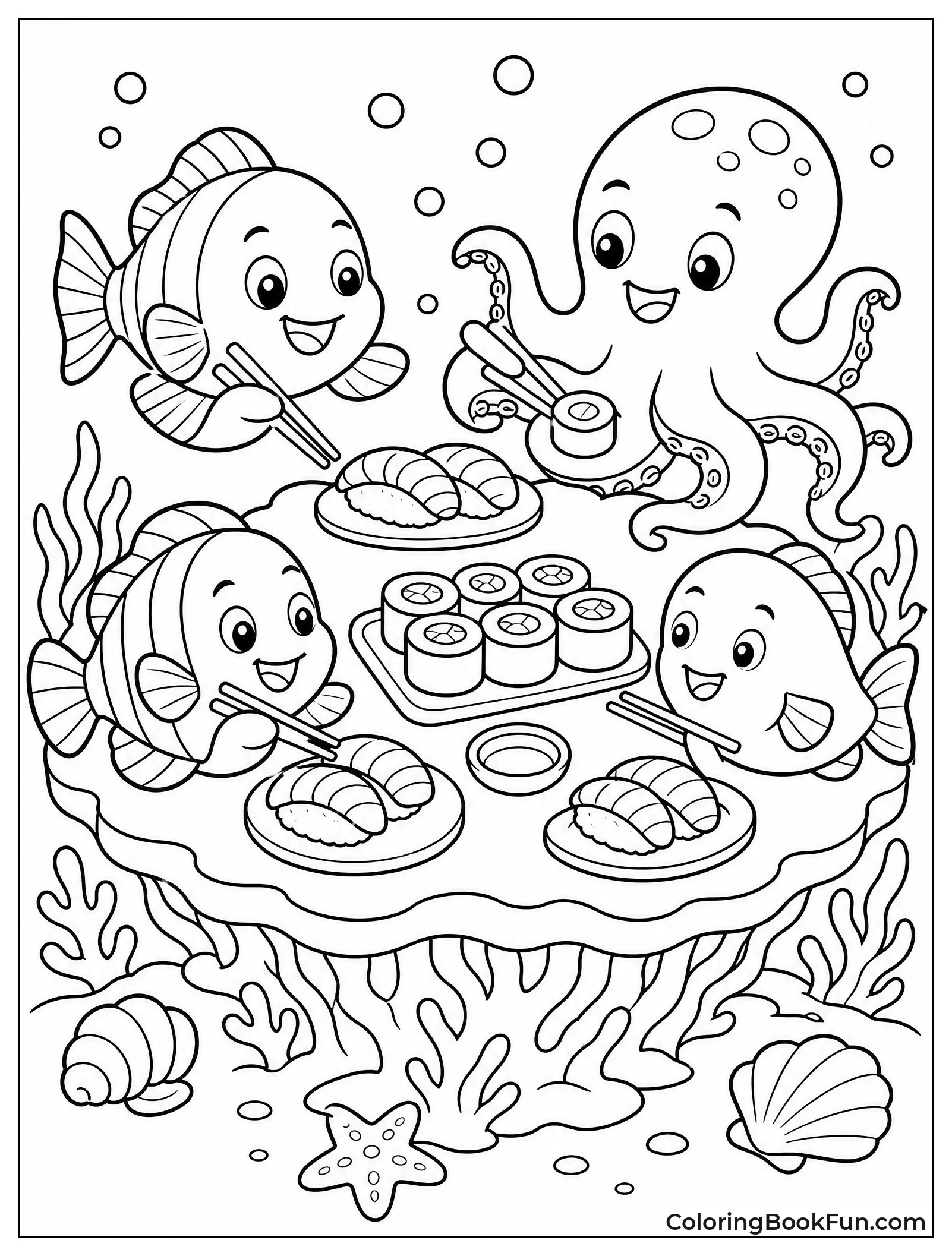 Underwater Sushi Party with Fish