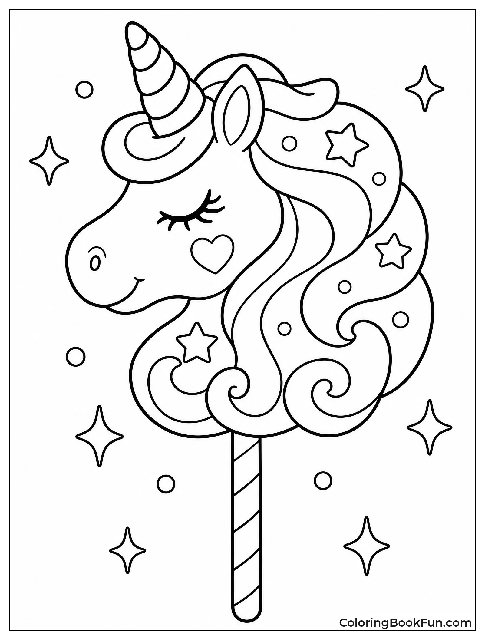 Unicorn Head Lollipop with a Horn