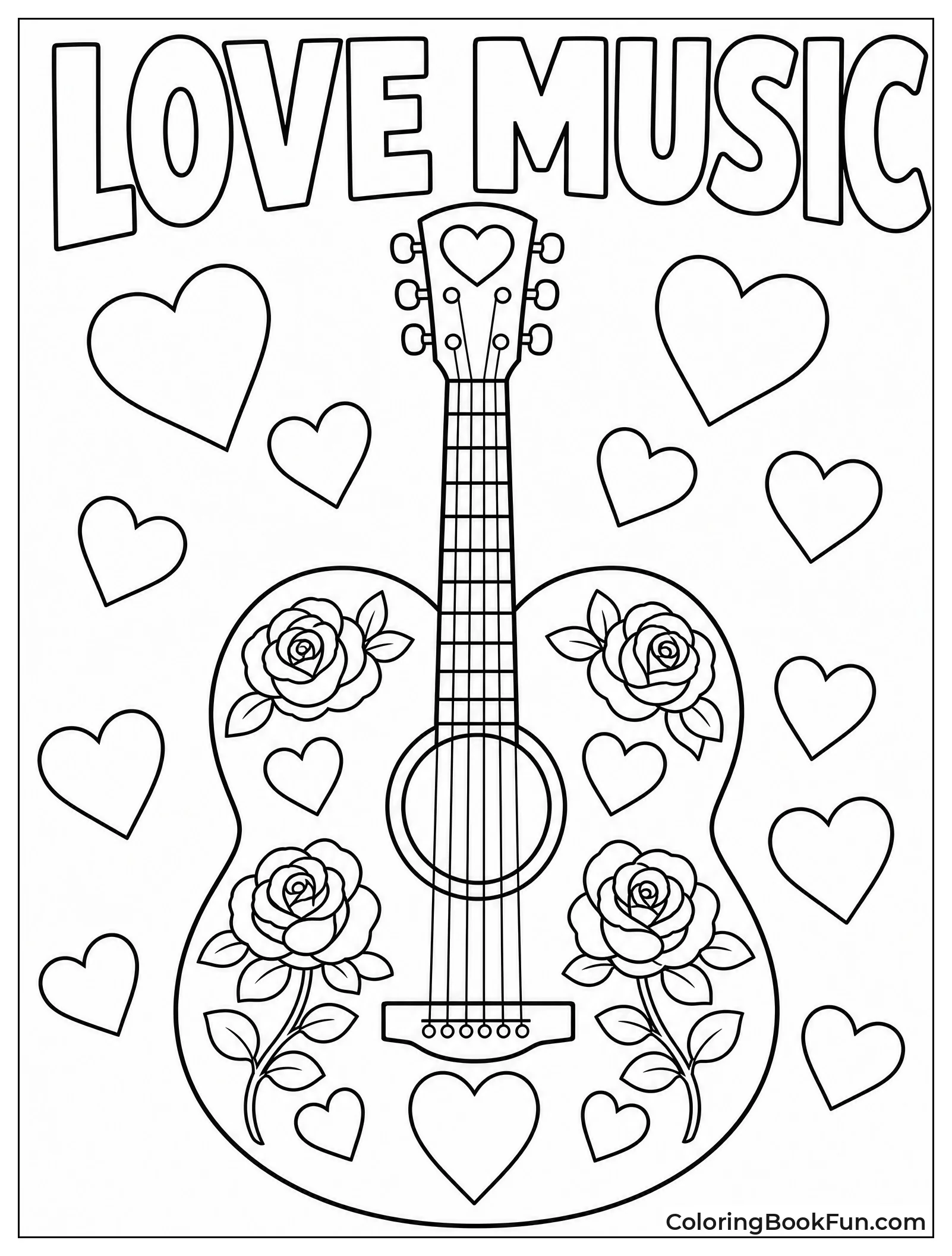 Heart Guitar Blooms with Roses