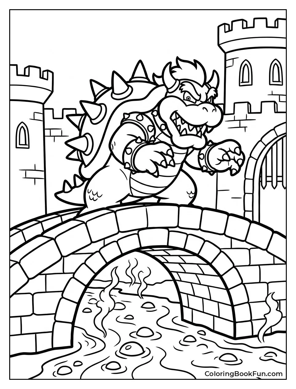 Bowser Standing over Lava River