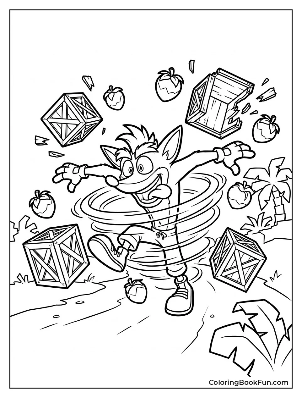 Crash Spinning with Crates and Fruit