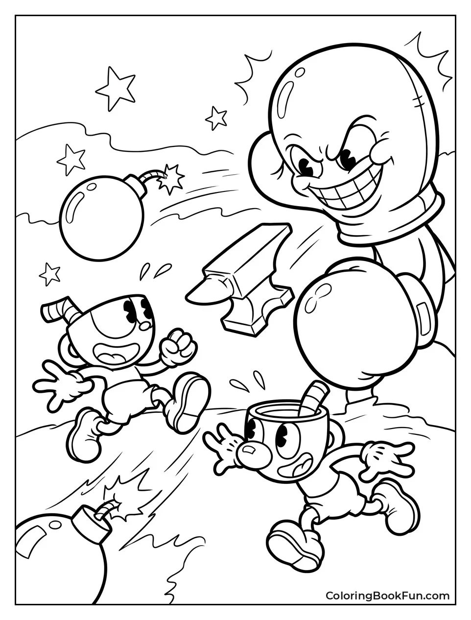Cuphead Dodging Giant Boxing Glove Boss