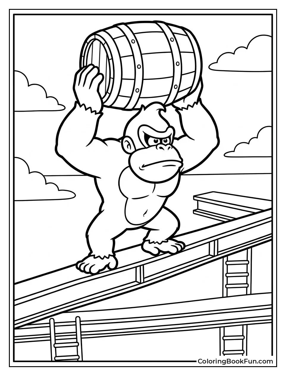 Donkey Kong Holding Barrel Overhead