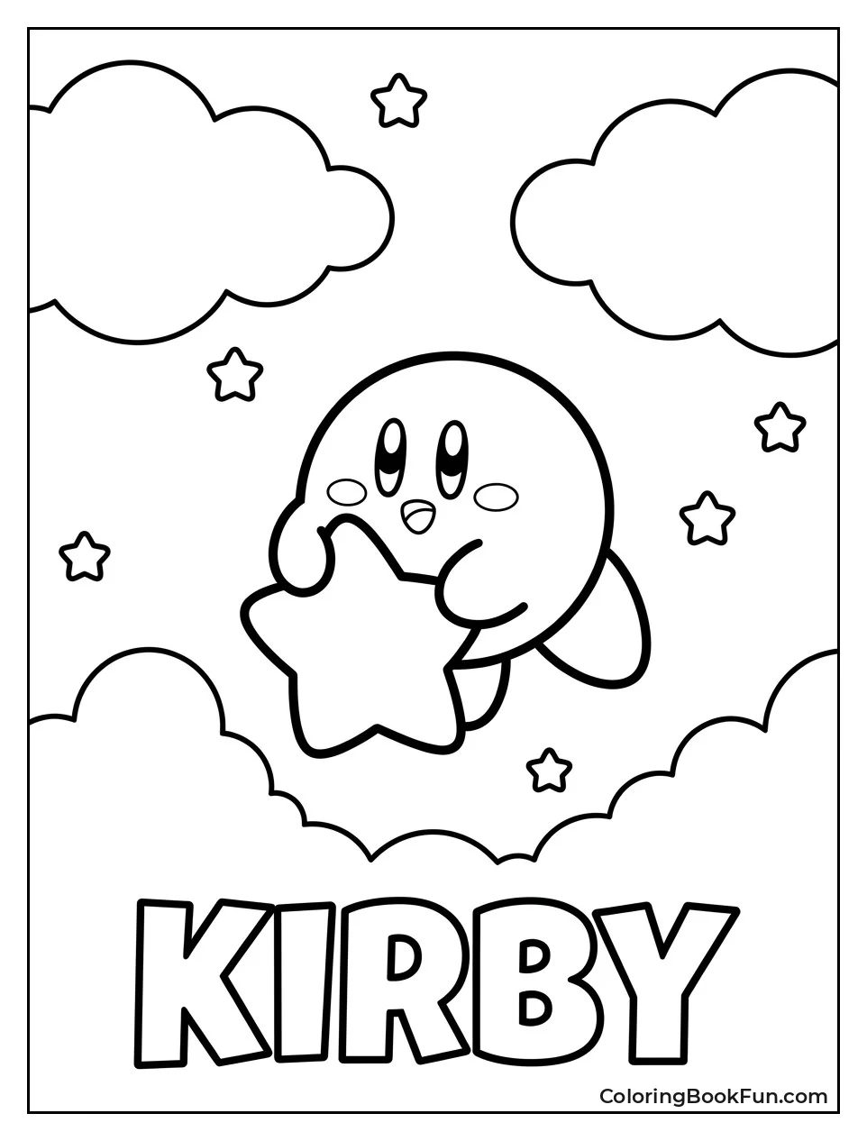 Kirby Floating Among Fluffy Clouds