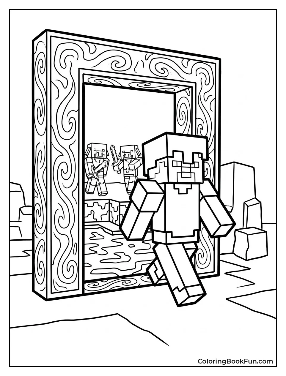 Steve Entering Nether Portal