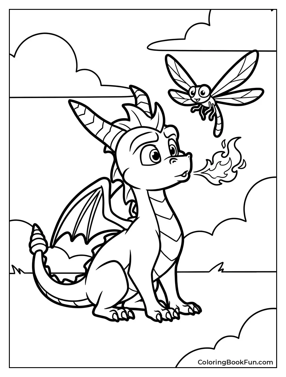 Spyro Breathing Fire with Sparx