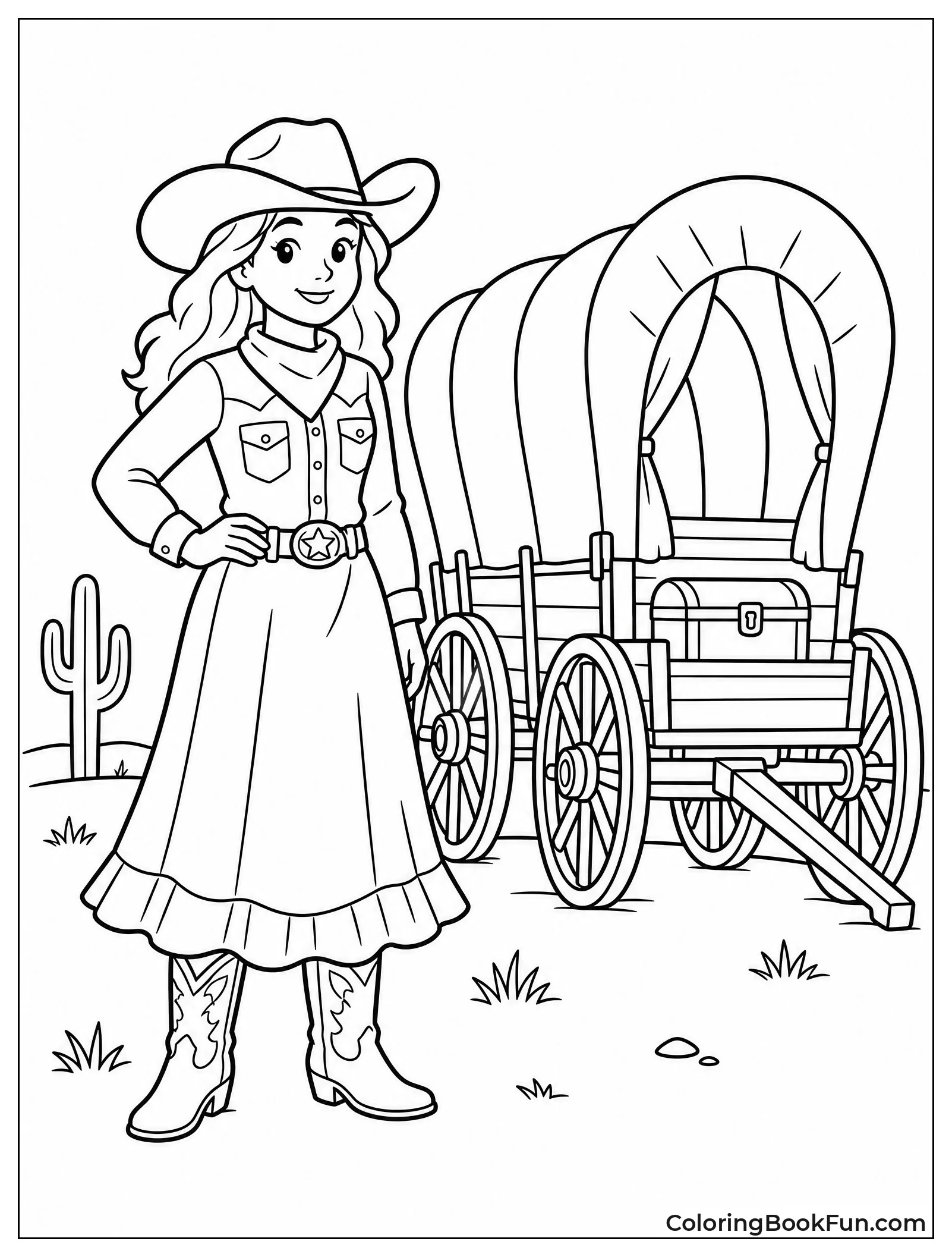 Vintage Cowgirl by Covered Wagon