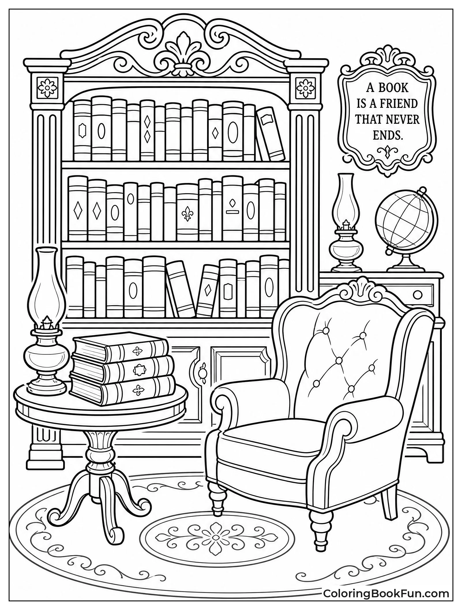 Old Vintage Library with Antique Books