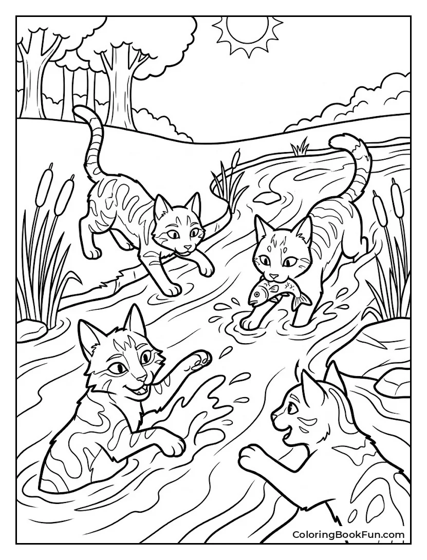 Riverclan Cats Swimming in River