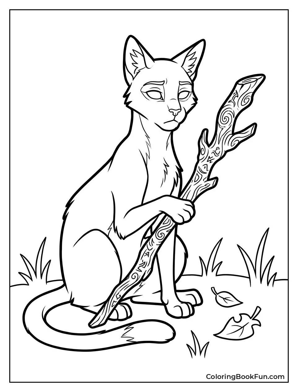 Jayfeather Holding Carved Stick