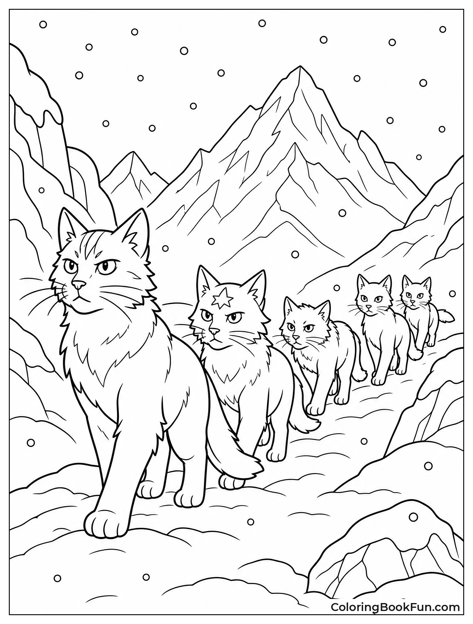 Cats Trekking Across Snowy Mountains