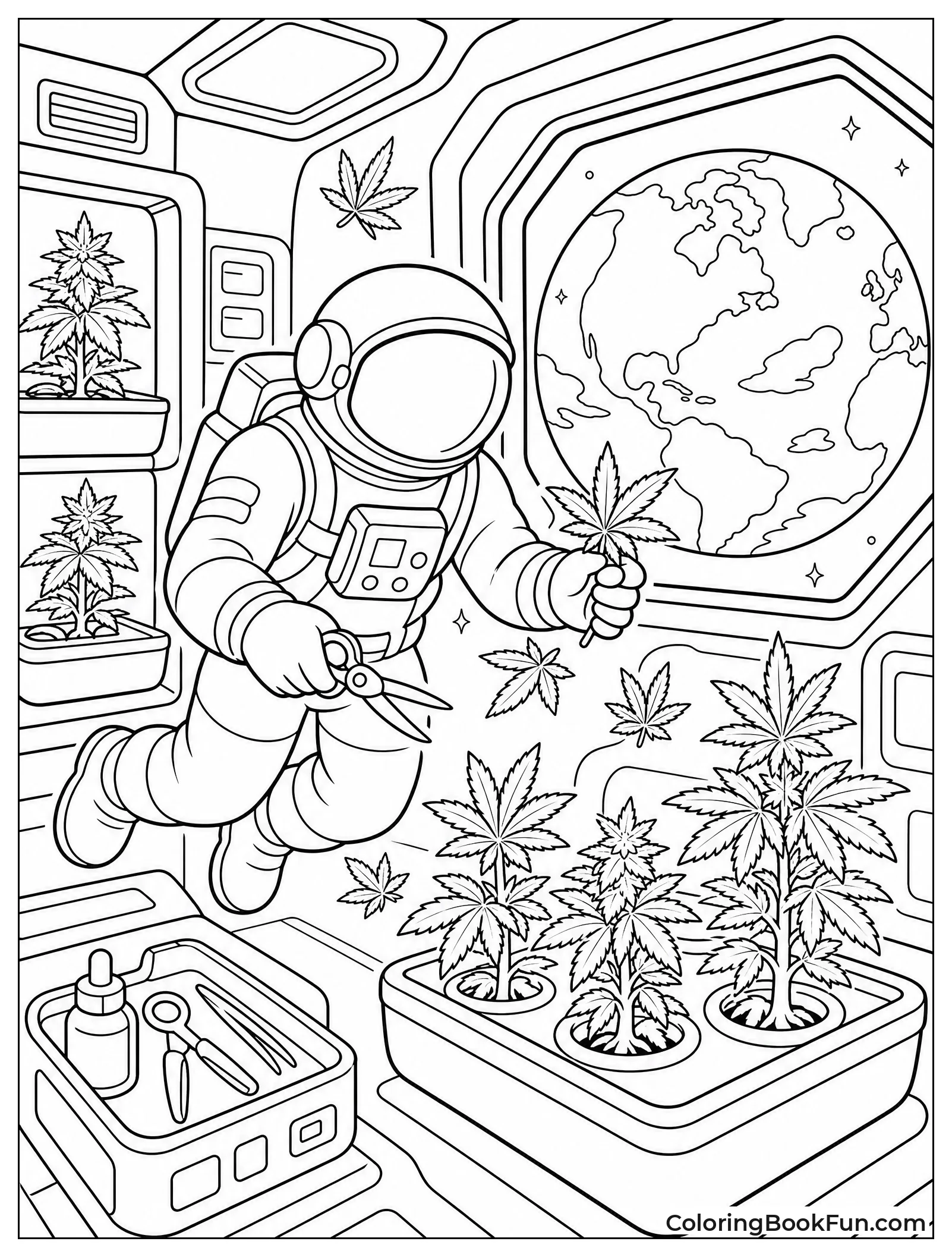Astronaut Tending Plants in Space