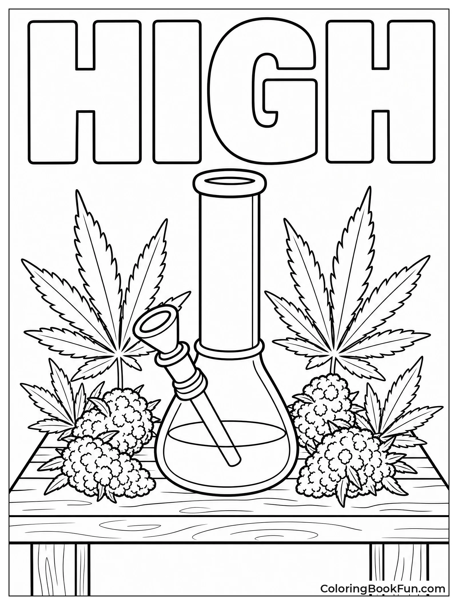 Bong with Fresh Leaves and Buds