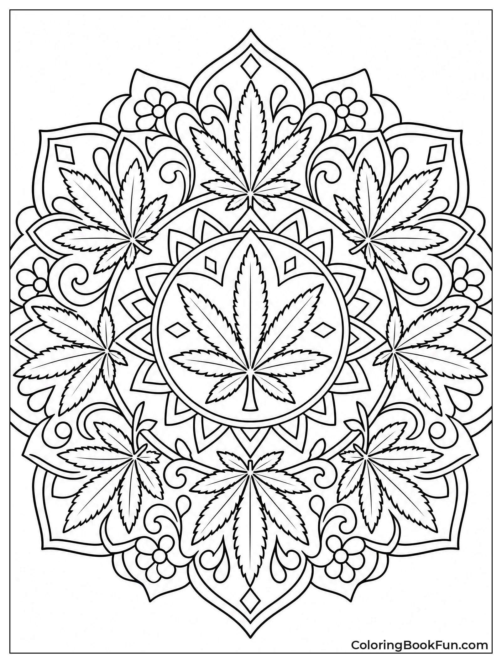 Mandala Made of Cannabis Leaves