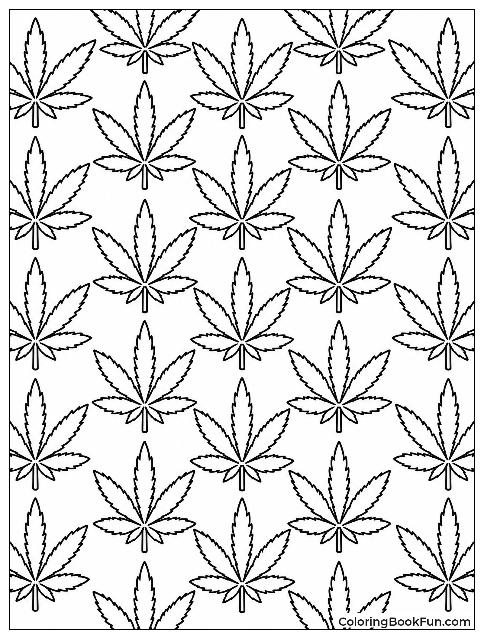Repeating Geometric Cannabis Leaf Pattern