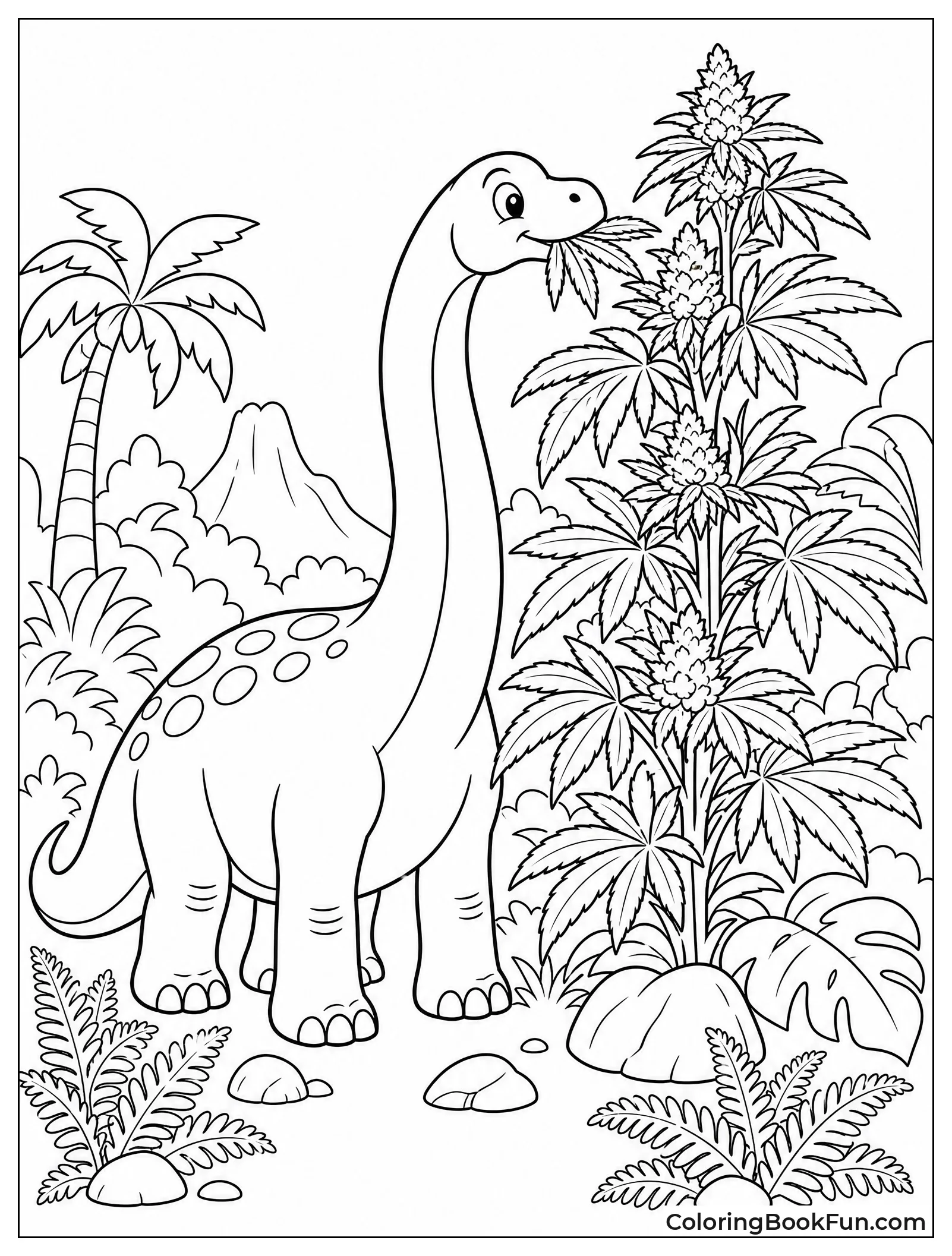 Dinosaur Eating from Big Plant