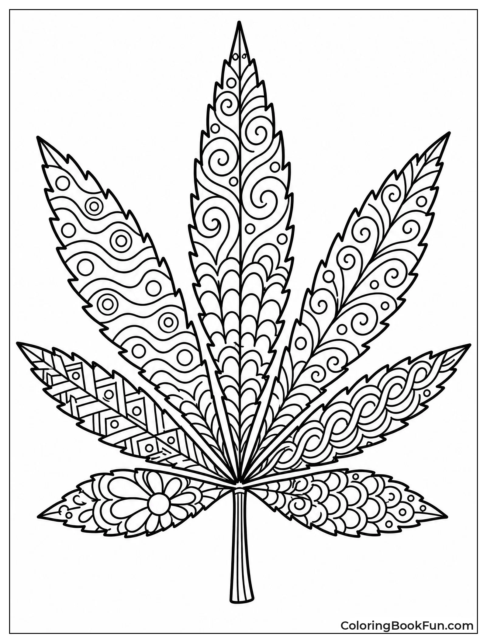 Leaf with Intricate Zentangle Designs