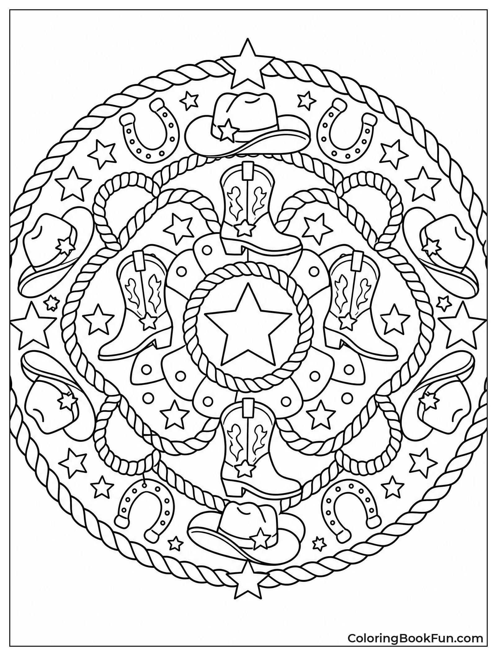 Mandala With Hat Boots and Rope