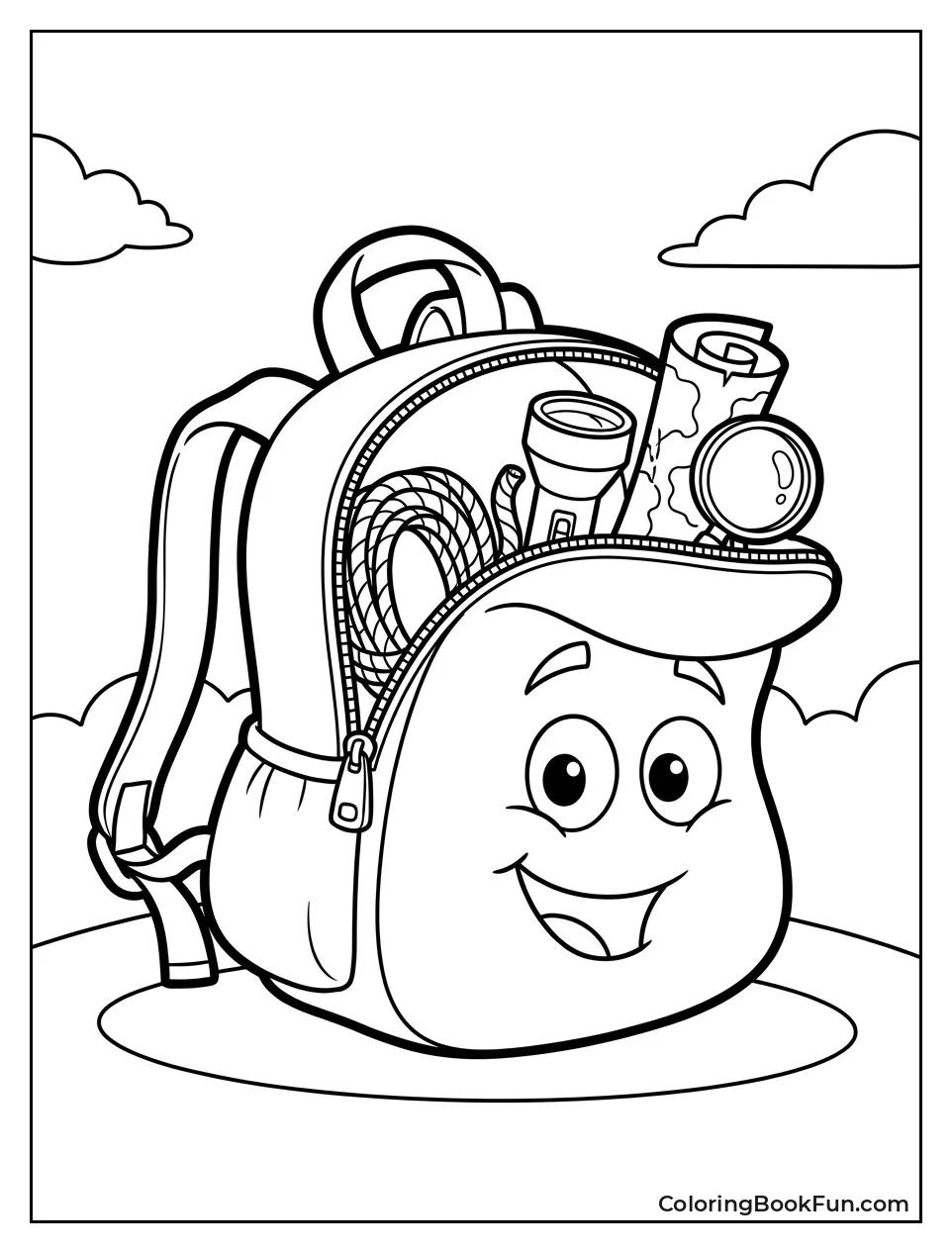 Backpack Opens to Show Items