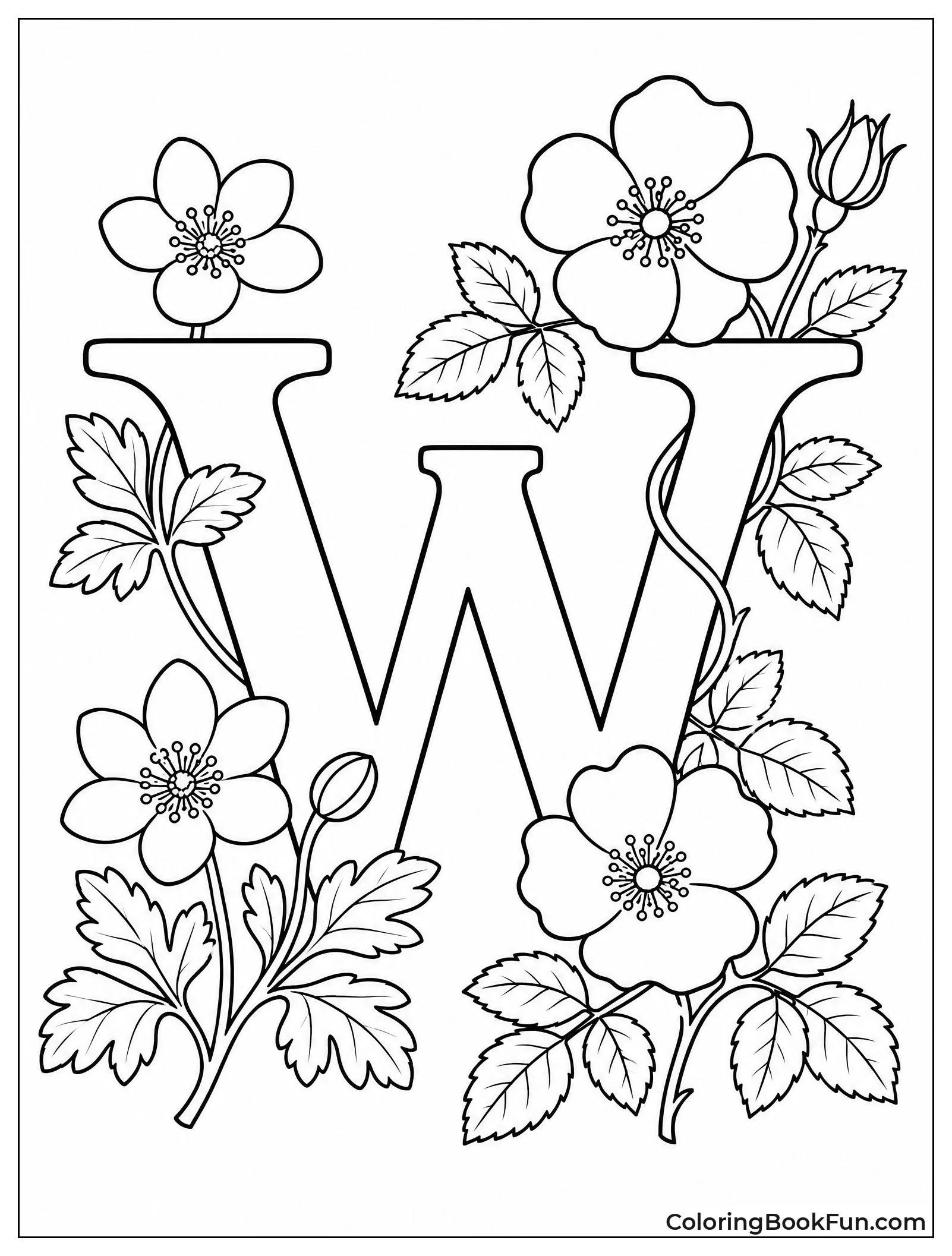 Letter W with Wildflowers