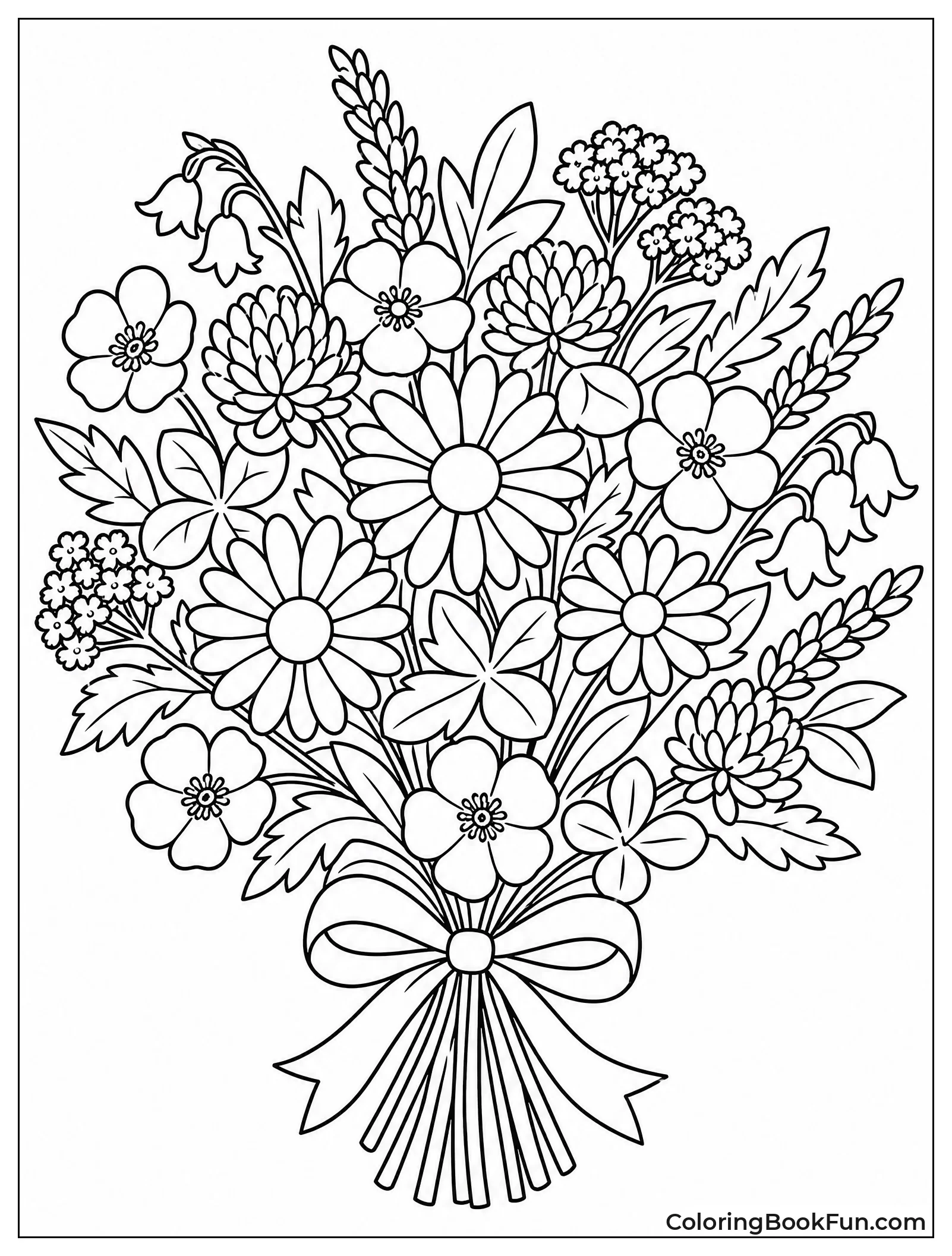 Bouquet of Wildflowers with Ribbon