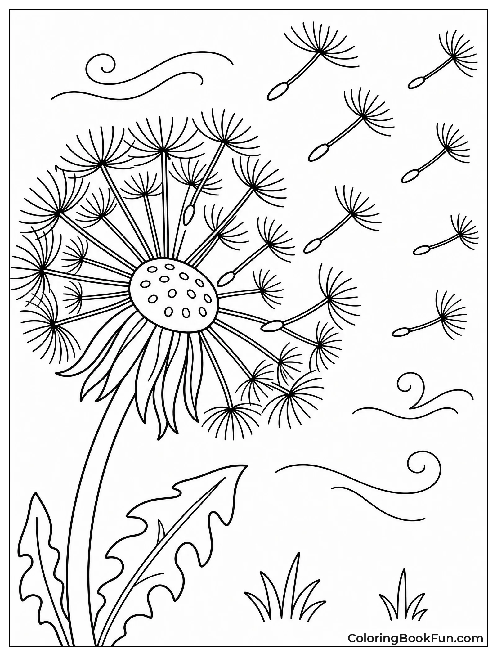 Dandelion Seeds Blowing in Wind