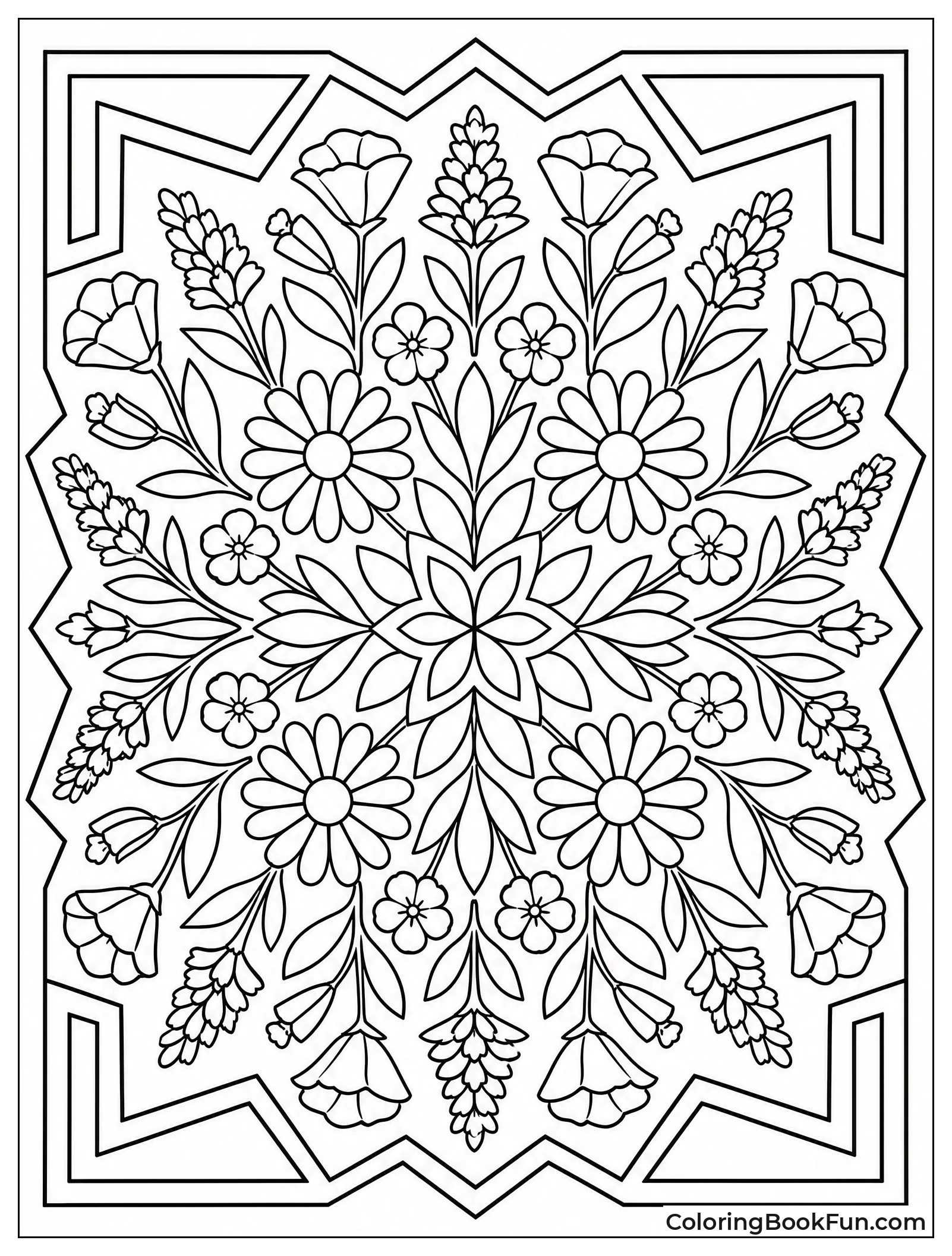 Geometric Wildflower Mandala